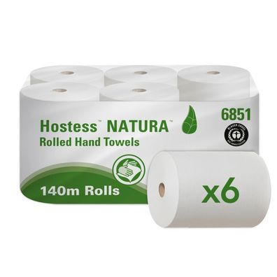Handtuchpapier Hostess Natura, 20cmx140m, 2lg, weiß, 6 Ro.