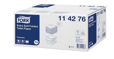 Tork Premium Toilettenpapier, Einzelblatt, 2lg, Tissue, hochweiß, ZZ-Falzung, 30x252