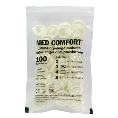 MED Comfort Latex Fingerlinge, unsteril, gerollt, Gr.5, 100 St/ Btl.
