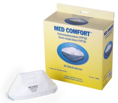 MED Comfort Filtrierende FFP3 Halbmaske, mit Ventil, flach gefaltet, gegen giftige, f