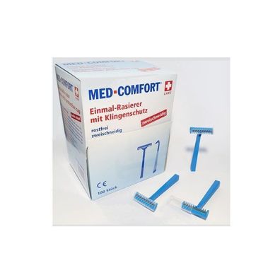 MED-Comfort Einmal Rasierer, zweischneidig, blau, 100 St/ Box