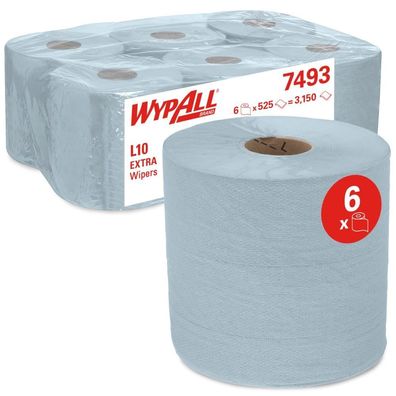 WYPALL L10 Extra Wischtücher, Zentralentnahme, 1lg, 18,5x38cm, weiß, 6x700 Bl/ Ro