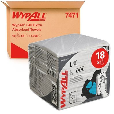 Wischtuch L40 Wypall, 30,5x31,8cm, weiß, 1/4gefaltet, 18x56 St.