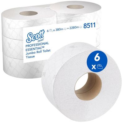 Scott Jumborolle Toilettenpapier, hochweiß,2lg, 6x380m