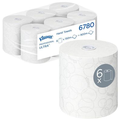 Kleenex Ultra Rollenhandtücher, 2lg, weiß, 150mx19,80cm, 6x600 Bl./ Ro