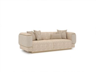 Dreisitzer Sofa Textil Wohnzimmer Beige Polstermöbel Luxus Sofas Couch