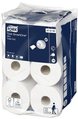 SmartOne Toilettenpapier mini, 2lg, weiß, 111,6m, 12 Ro.