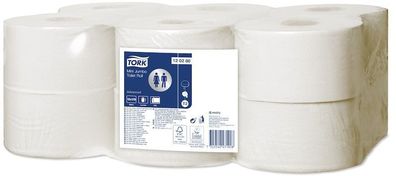 Tork Advanced Toilettenpapier Mini Jumbo Rolle, 2lg, 170 m/ Ro, weiß, 12 Ro/ VE