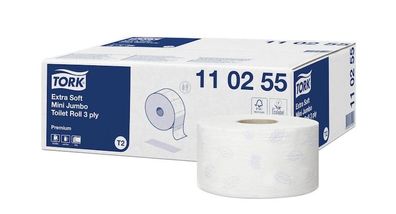 Tork Premium Toilettenpapier Mini Jumbo Rolle, 3lg - hochweiße Tissue Qualität, Blatt