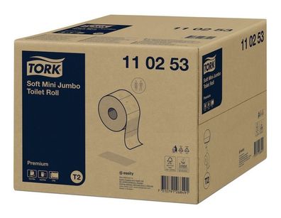 Tork Premium Toilettenpapier Mini Jumbo Rolle, 2lg, 170m, Tissue, hochweiß, 12 Ro/ VE