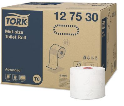 Tork Midi Toilettenpapier Advanced, weich, 2lg - T6 Compact System, hochweiß, Länge 1