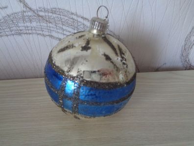 Baumbehang, Weihnachtskugeln, Christbaumkugeln -blau Muster 7cm