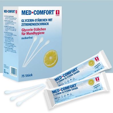 Med-Comfort Lemon-Sticks, 150 mm, Wattestäbchen für die Mundhygiene mit Lemon-Geschma