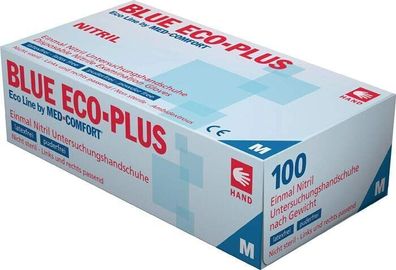 Blue Eco-Plus Nitril-Handschuhe ungepudert, blau, Gr. M, unsteril, 100 St/ Box