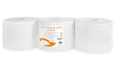 TAPIRA plus Toilettenpapier Jumbo, 2lg, 9,2x27cm, hochweiß, Recycling, Folienverpacku