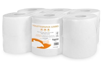 TAPIRA plus Toilettenpapier Mini Jumbo, 2lg, 9x25cm, hochweiß, Recycling, Folienverpa