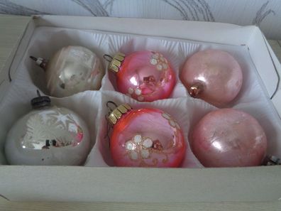 Baumbehang, Weihnachtskugeln, Christbaumkugeln -6 Stück rosa silber