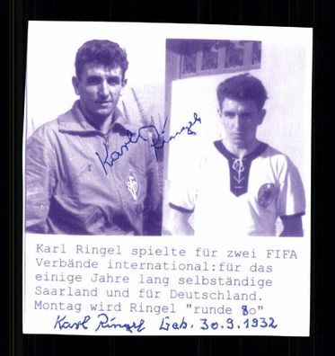 Karl Ringel Foto DFB Nationalspieler 50er Jahre Original Signiert + A 230549