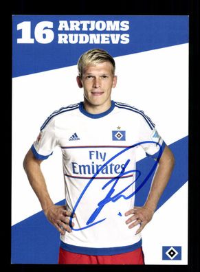 Artjoms Rudnevs Autogrammkarte Hamburger SV 2015-16 Original Signiert + A 230491