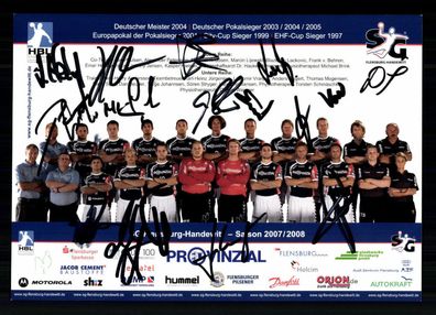 Original Mannschaftskarte SC Flensburg Handewitt 2007-08 15x Orig Sign + G 40088