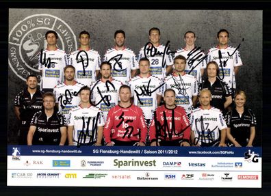 Original Mannschaftskarte SC Flensburg Handewitt 2011-12 15x Orig Sign + G 40087