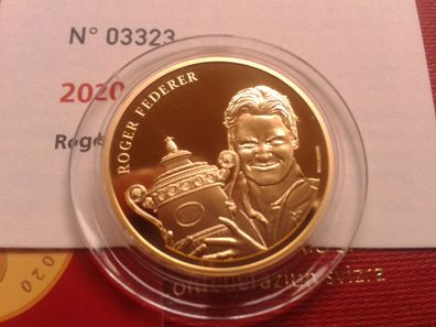 Original 50 Franken 2020 PP Schweiz Roger Federer Gold 11,29g 900er Gold PP