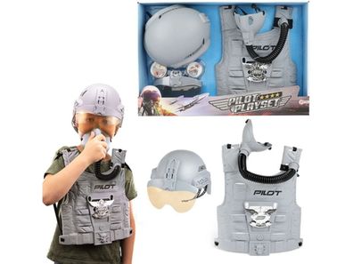 Toi-Toys - Verkleidungsset Kampfpilot mit Helm und Weste Kostüm Pilot für Kinder