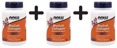 3 x NOW Foods BioCell Collagen Hydrolyzed Type II - 120 vcaps