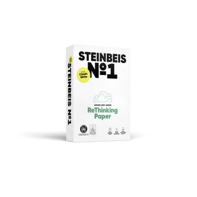 Steinbeis 8024A80S No. 1 - Classic White - Recyclingpapier, A4, 80g, weiß, 500 Blatt