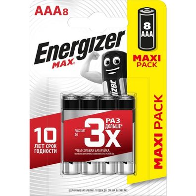 Energizer E300112100 Batterie Max Alkaline AAA / Micro / LR03 8 Stück