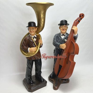Dick & Doof Bank Dekofigur Aufstellfigur Figur Laurel & Hardy Bass Trompete Band Jazz