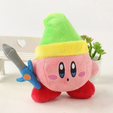 Super Mario Kirby mit Schwert Plüschtier Kuscheltier Stofftier Anime Figur 14 cm