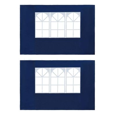 vidaXL Partyzelt-Seitenwände 2 Stück mit Fenster PE Blau