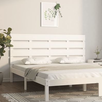 vidaXL Kopfteil Weiß 140x3x80 cm Massivholz Kiefer