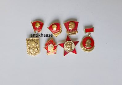 7 UdSSR Abzeichen Lenin Pionier Komsomol Stern
