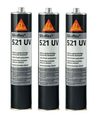 3 x Sikaflex 521 UV schwarz 300ml Polyurethan Hybrid Dichtst