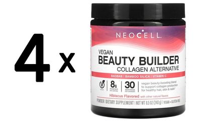 4 x Vegan Beauty Builder Collagen Alternative, Hibiscus - 240g