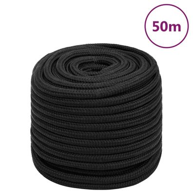 vidaXL Bootsseil Schwarz 18 mm 50 m Polypropylen