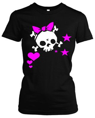 Skull Damen Girlie T-Shirt | Totenkopf Hardcore Fun Schädel | M2