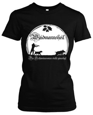 Waidmannsheil Damen Girlie T-Shirt | Jagd Jäger Wildschwein Wild Förster | M1