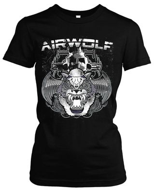 Airwolf Damen Girlie T-Shirt | Helikopter Hubschrauber Kult 80er Huckleberry