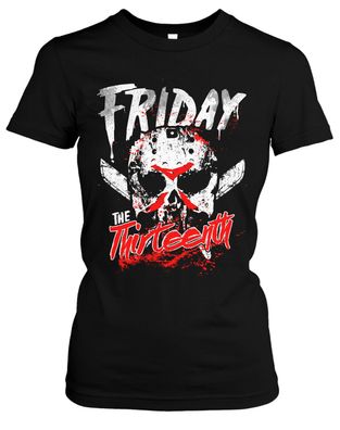 Friday 13 Damen Girlie T-Shirt | Halloween Jason Horror Freddy Psycho | M5
