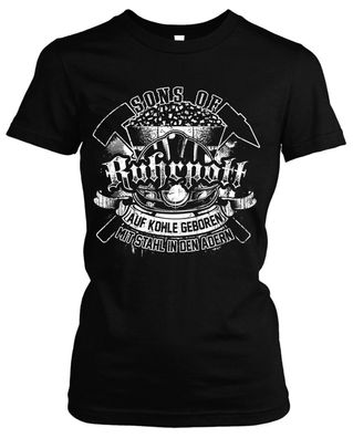 Sons of Ruhrpott Damen Girlie | Fussball Ultras T-Shirt Anarchy Glück auf | M11