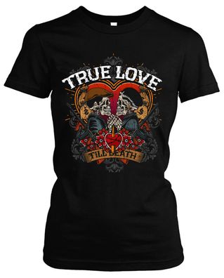 True Love Damen Girlie | Bonnie Liebe Clyde T-Shirt Ehepaar Gangster Partner
