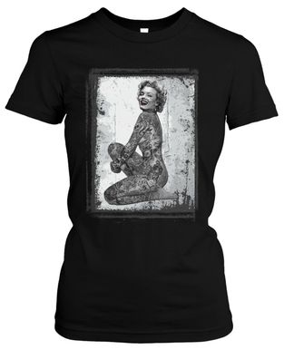 Tattoo Marilyn Damen Girlie T-Shirt | Monroe Rockabilly Rock Pop Star Film