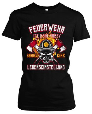 Feuerwehr Damen Girlie T-Shirt | FFW Einsatz Rettung Sohn Freiwillige | M3