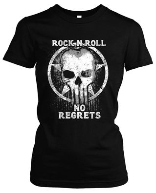 Rock n Roll Damen Girlie T-Shirt | Rockabilly Vintage Biker Skull Rocker | M3