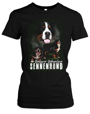 Grosser Schweizer Sennenhund Damen Girlie T-Shirt | Hund Haustier Geschenk | M5