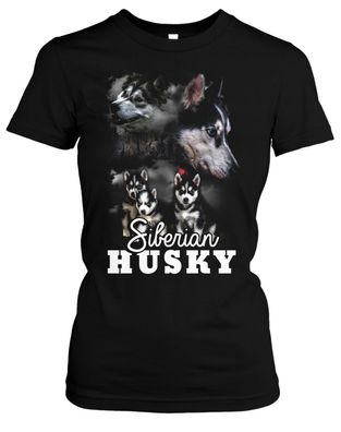 Siberian Husky Damen Girlie T-Shirt | Hund Haustier Geschenk | M5