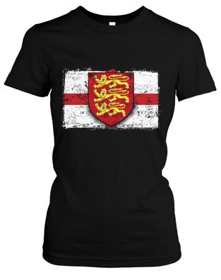 Old School Flag England Damen Girlie T-Shirt | Großbritannien England Queen UK
